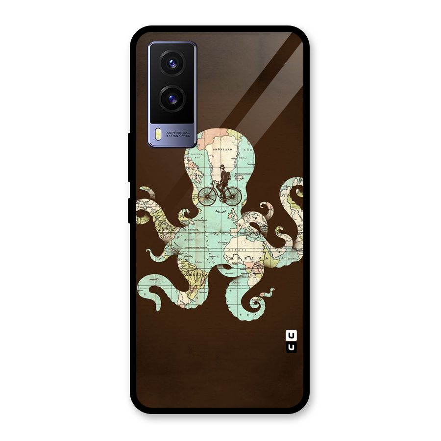Travel Octopus Glass Back Case for Vivo V21e 5G