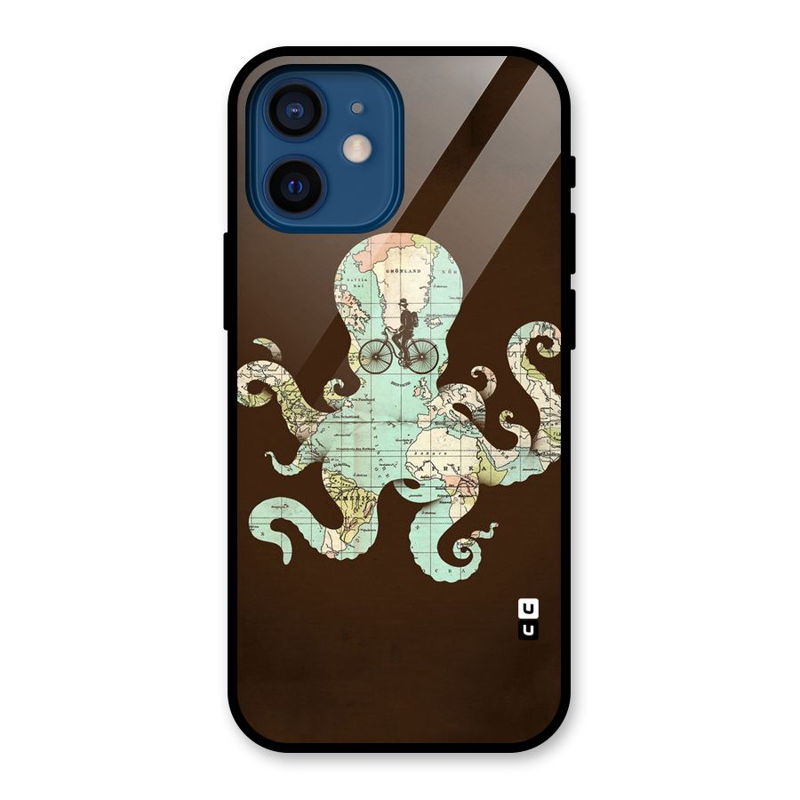 Travel Octopus Glass Back Case for iPhone 12 Mini