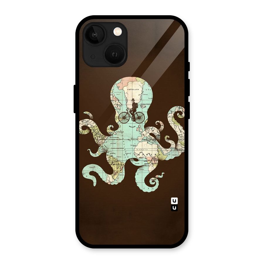 Travel Octopus Glass Back Case for iPhone 13