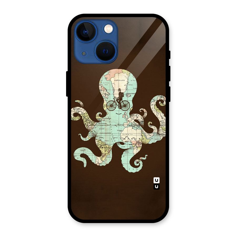 Travel Octopus Glass Back Case for iPhone 13 Mini