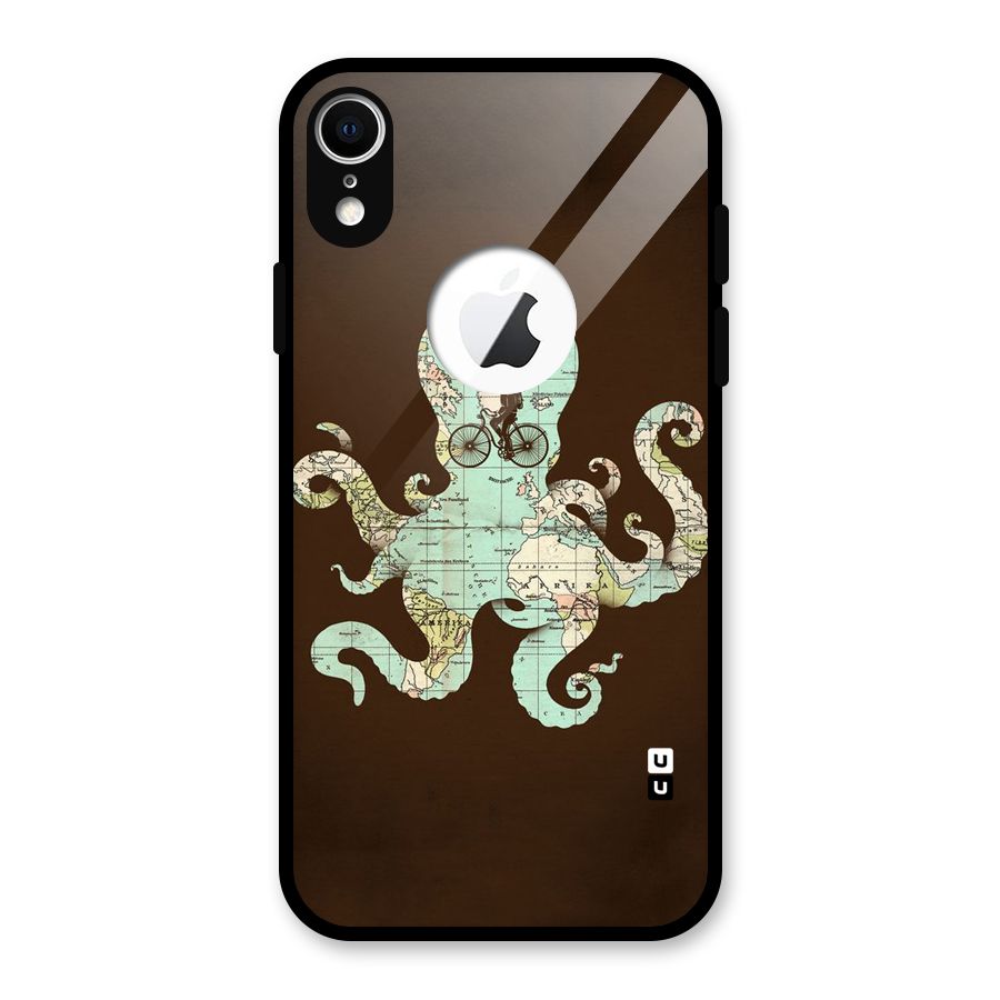 Travel Octopus Glass Back Case for iPhone XR Logo Cut