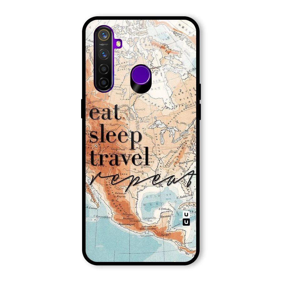 Travel Repeat Glass Back Case for Realme 5 Pro