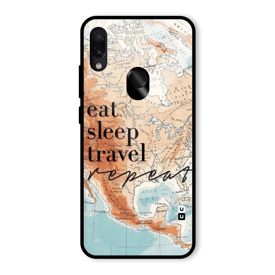Travel Repeat Glass Back Case for Redmi Note 7 Pro