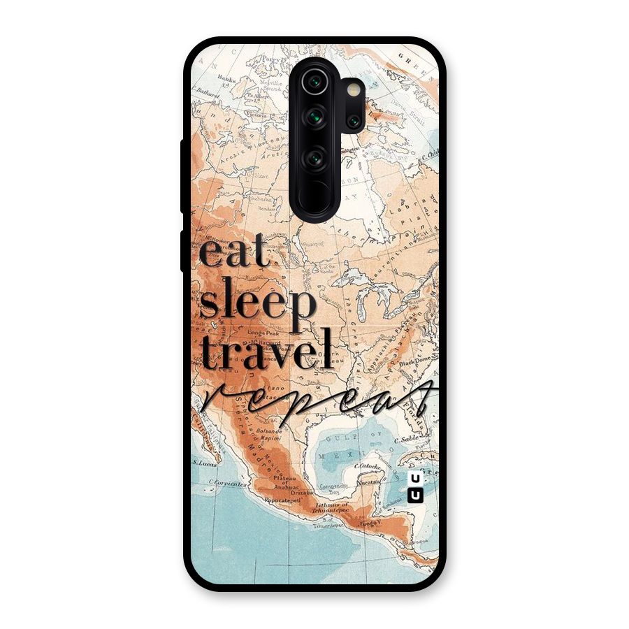 Travel Repeat Glass Back Case for Redmi Note 8 Pro