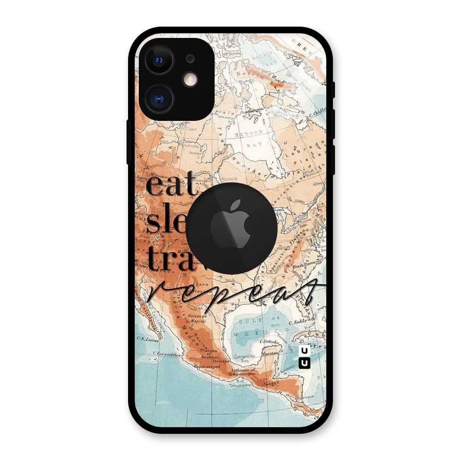 Travel Repeat Glass Back Case for iPhone 11 Logo Cut