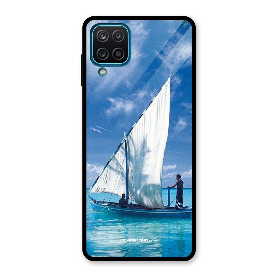 Travel Ship Glass Back Case for Galaxy A12