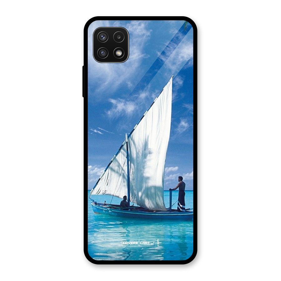 Travel Ship Glass Back Case for Galaxy A22 5G