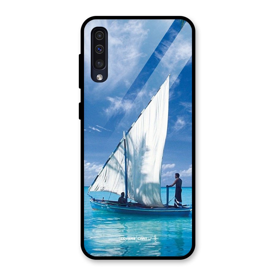 Travel Ship Glass Back Case for Galaxy A30s