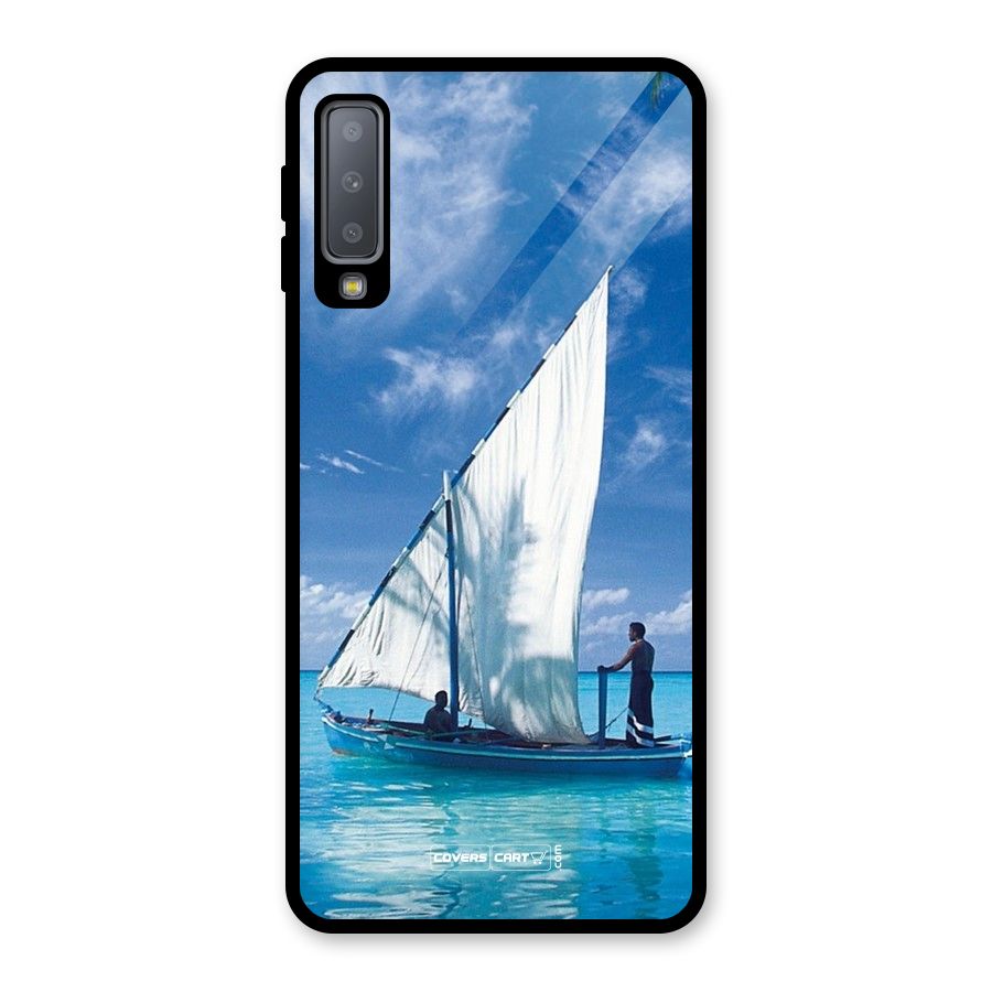 Travel Ship Glass Back Case for Galaxy A7 (2018)