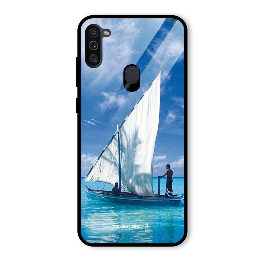 Travel Ship Glass Back Case for Galaxy M11