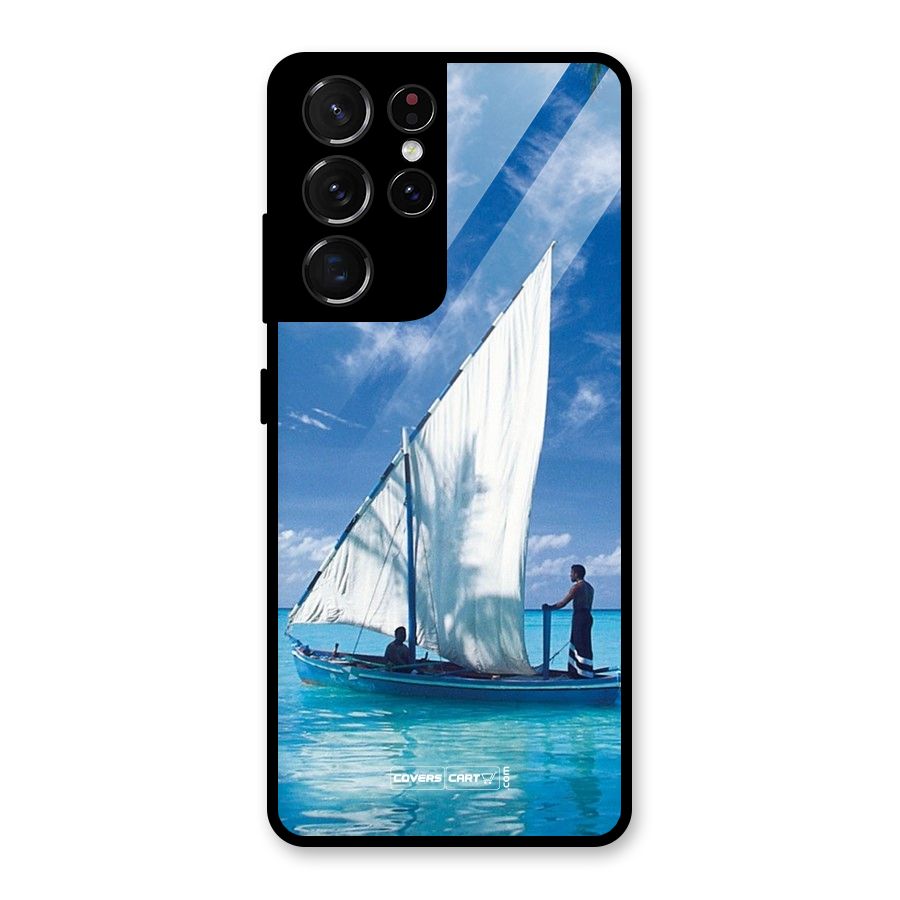 Travel Ship Glass Back Case for Galaxy S21 Ultra 5G