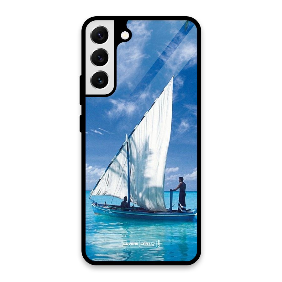 Travel Ship Glass Back Case for Galaxy S22 Plus 5G