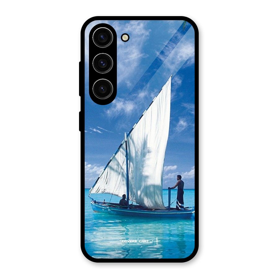 Travel Ship Glass Back Case for Galaxy S23