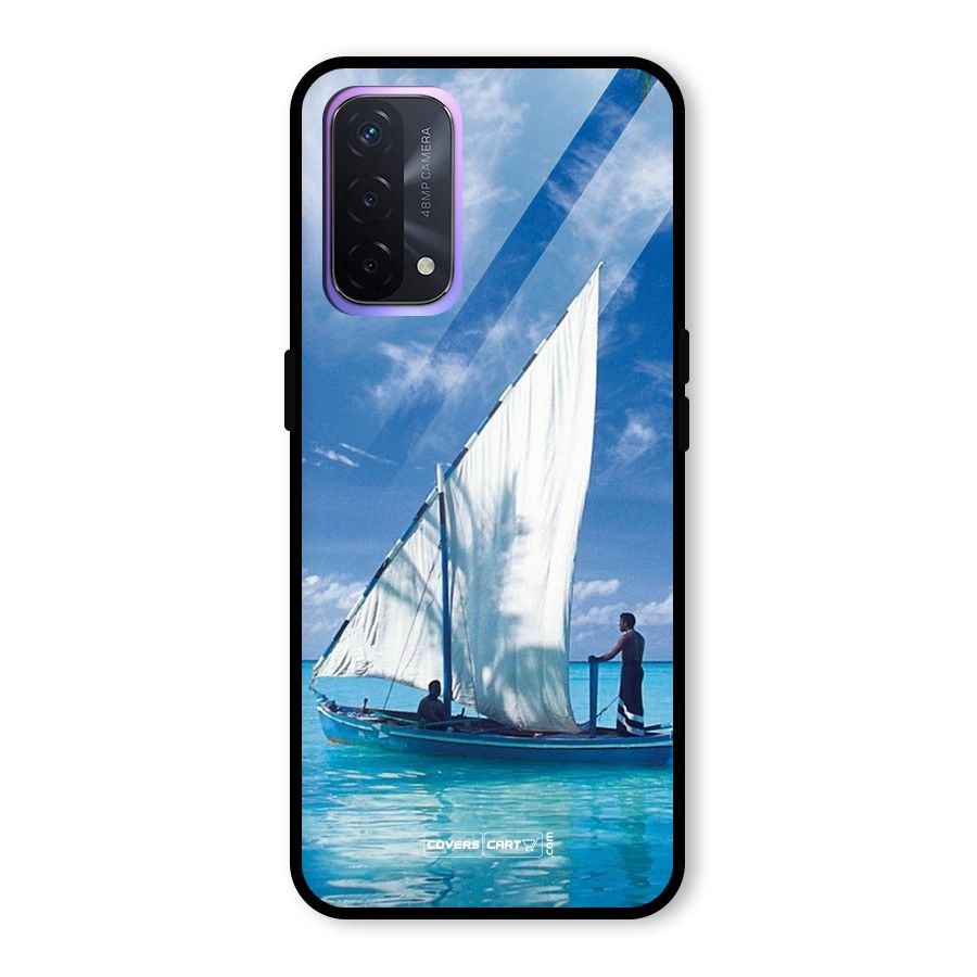 Travel Ship Glass Back Case for Oppo A74 5G