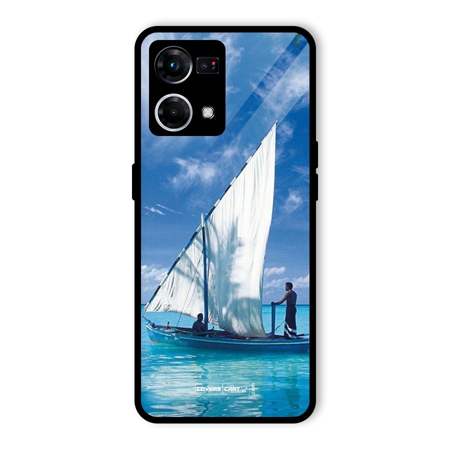 Travel Ship Glass Back Case for Oppo F21 Pro 4G