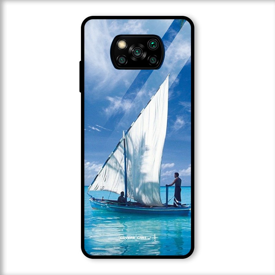 Travel Ship Glass Back Case for Poco X3