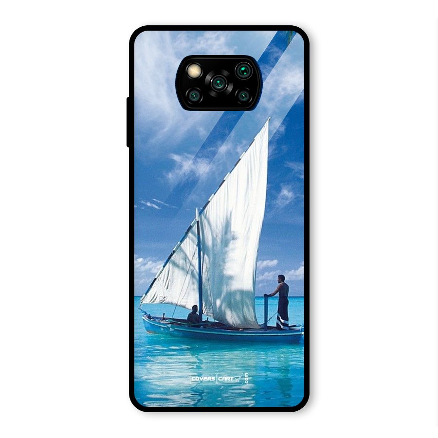 Travel Ship Glass Back Case for Poco X3 Pro