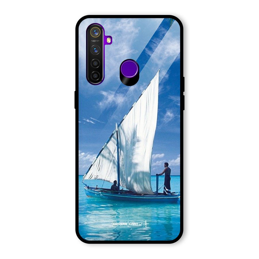 Travel Ship Glass Back Case for Realme 5 Pro