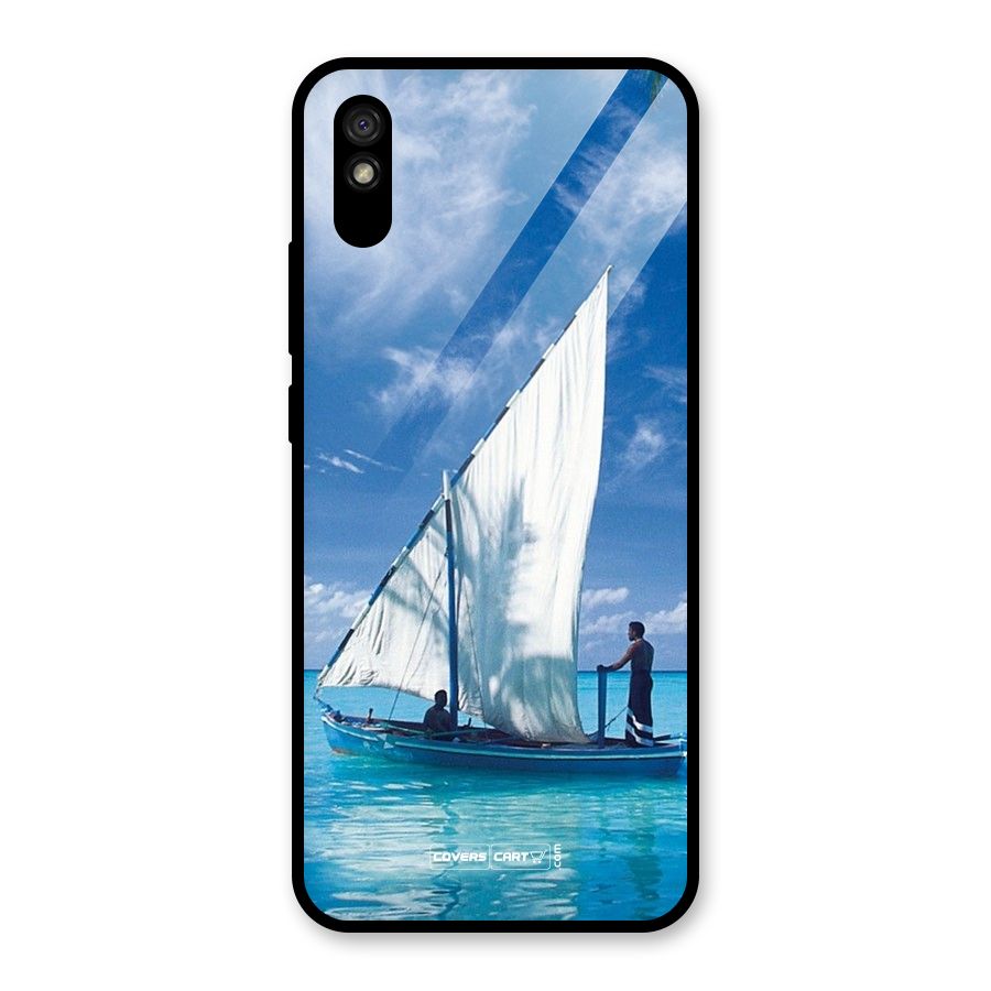 Travel Ship Glass Back Case for Redmi 9i