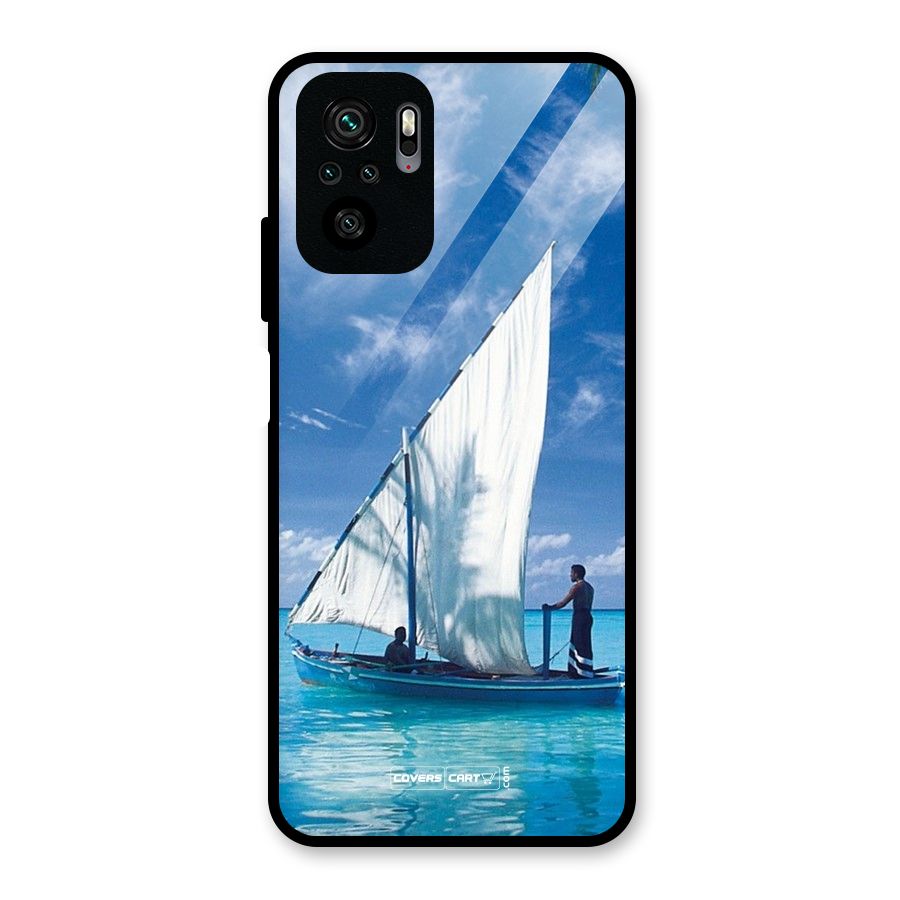 Travel Ship Glass Back Case for Redmi Note 10S