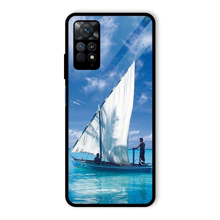 Travel Ship Glass Back Case for Redmi Note 11 Pro