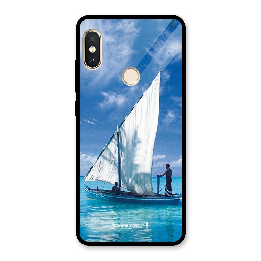 Travel Ship Glass Back Case for Redmi Note 5 Pro