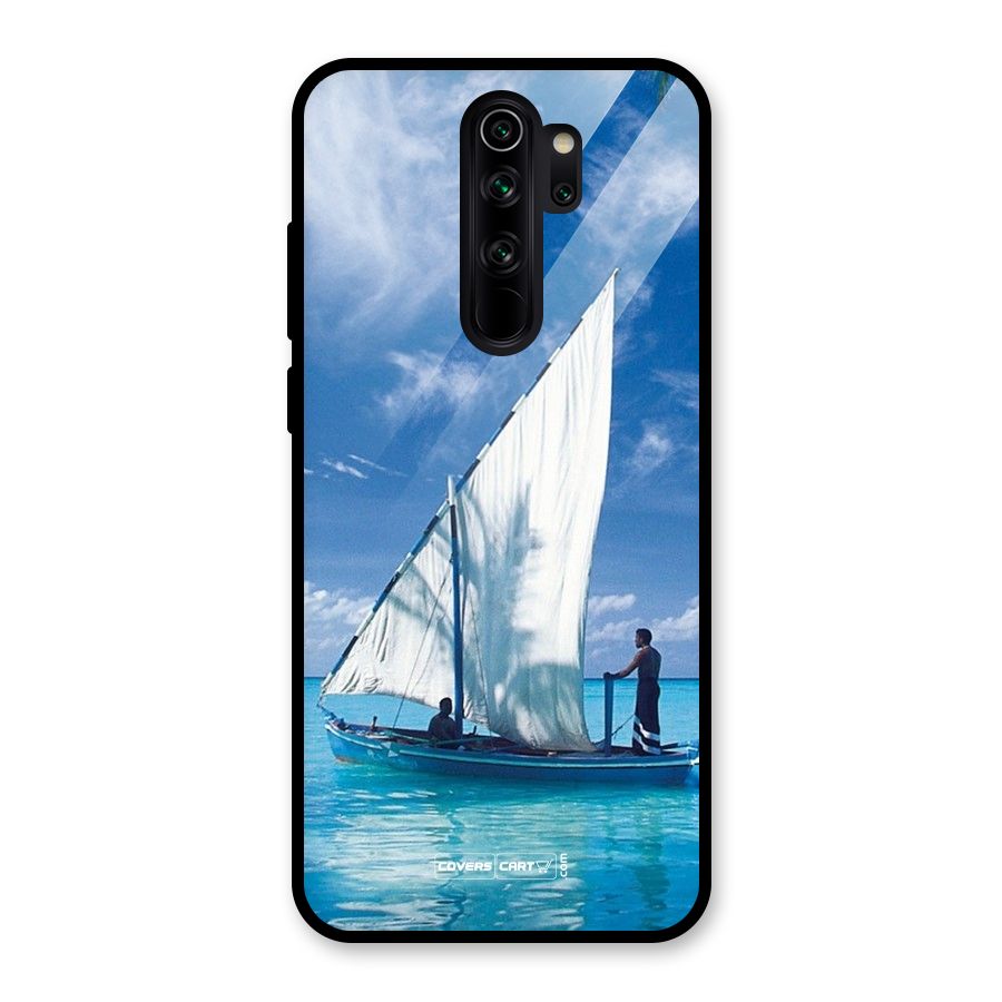 Travel Ship Glass Back Case for Redmi Note 8 Pro
