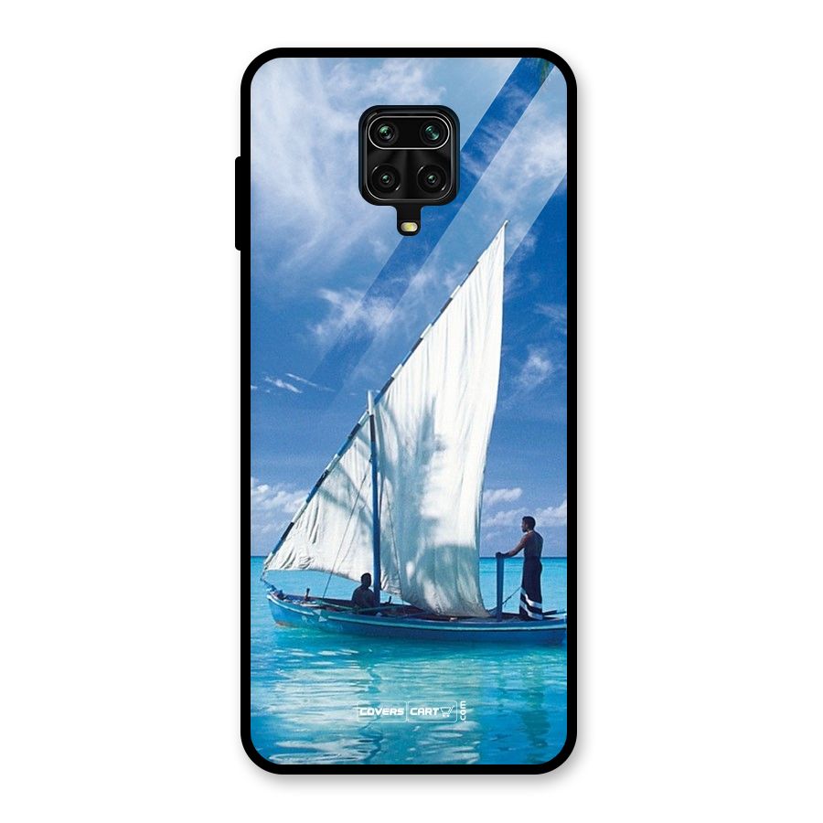 Travel Ship Glass Back Case for Redmi Note 9 Pro