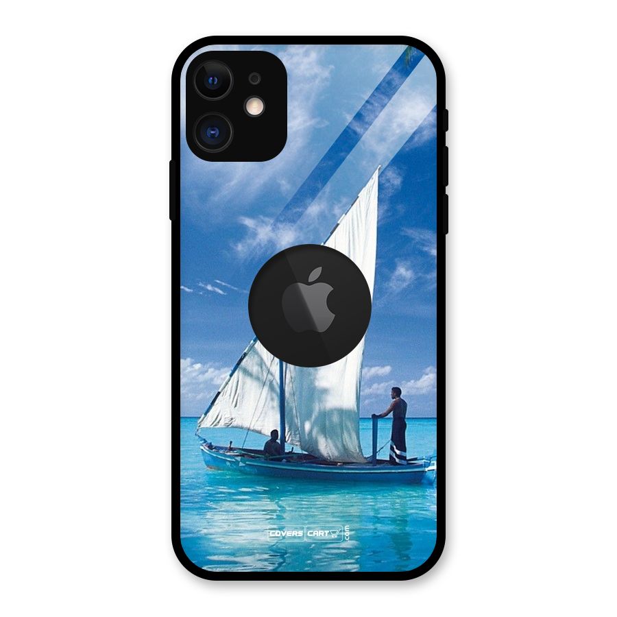 Travel Ship Glass Back Case for iPhone 11 Logo Cut