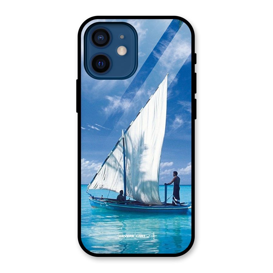 Travel Ship Glass Back Case for iPhone 12 Mini