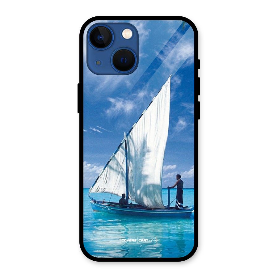 Travel Ship Glass Back Case for iPhone 13 Mini