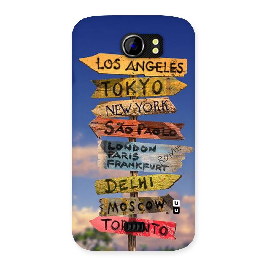 Travel Signs Back Case for Micromax Canvas 2 A110