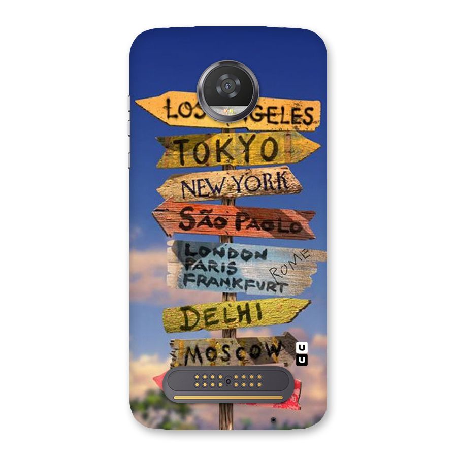 Travel Signs Back Case for Moto Z2 Play