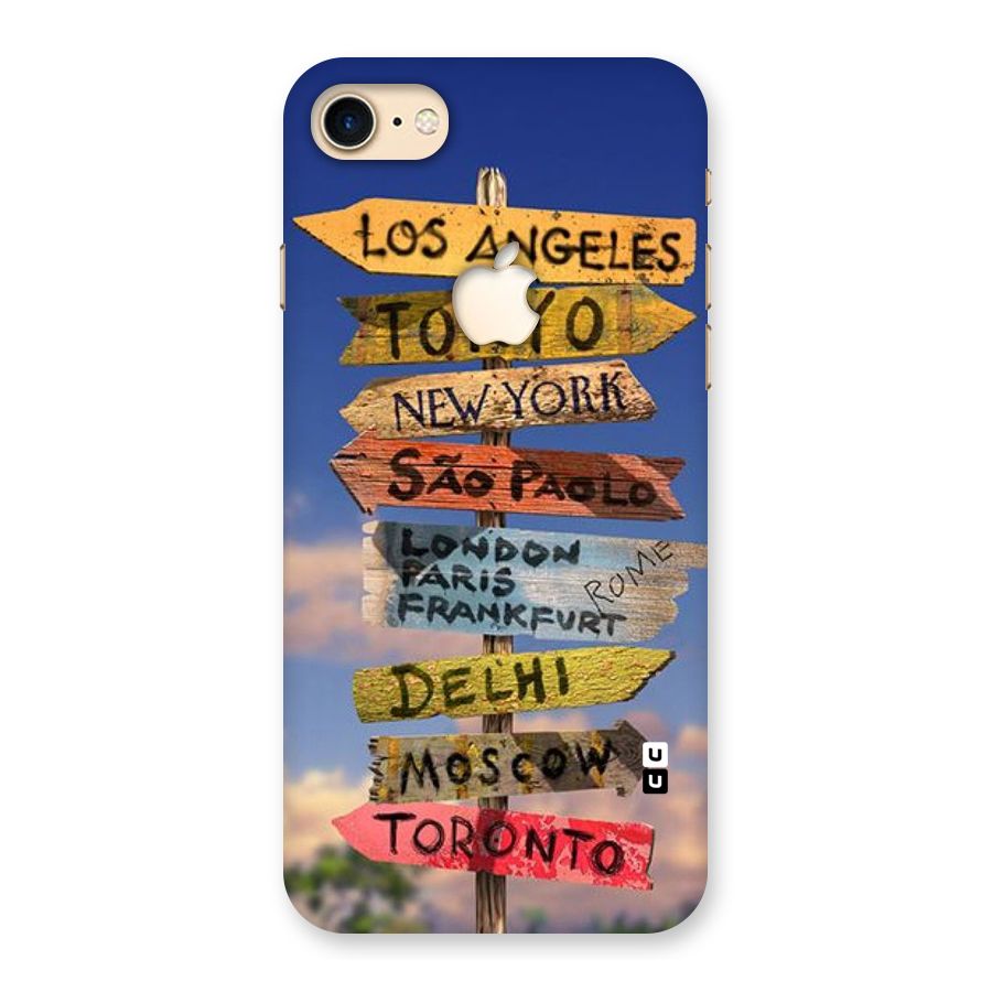 Travel Signs Back Case for iPhone 7 Apple Cut