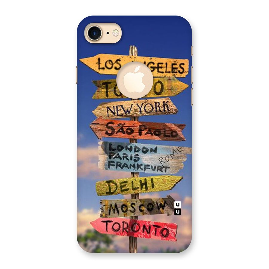 Travel Signs Back Case for iPhone 7 Logo Cut
