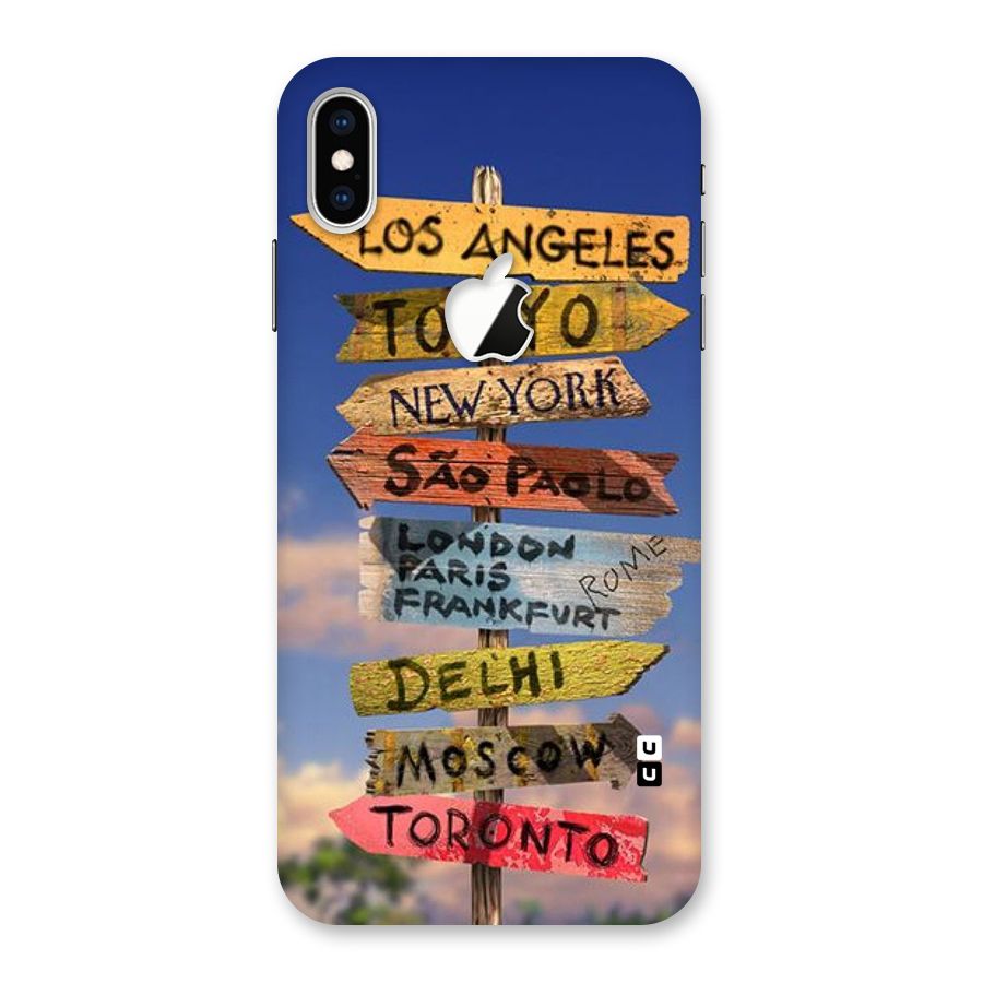 Travel Signs Back Case for iPhone XS Max Apple Cut