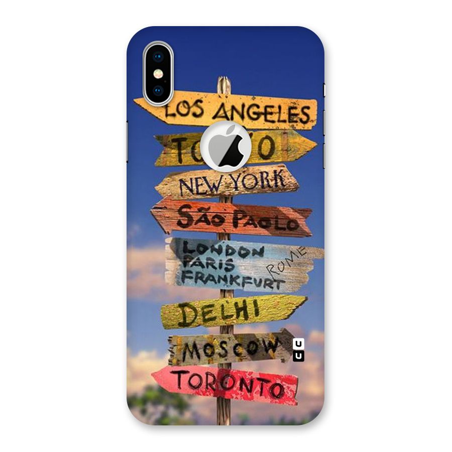Travel Signs Back Case for iPhone X Logo Cut