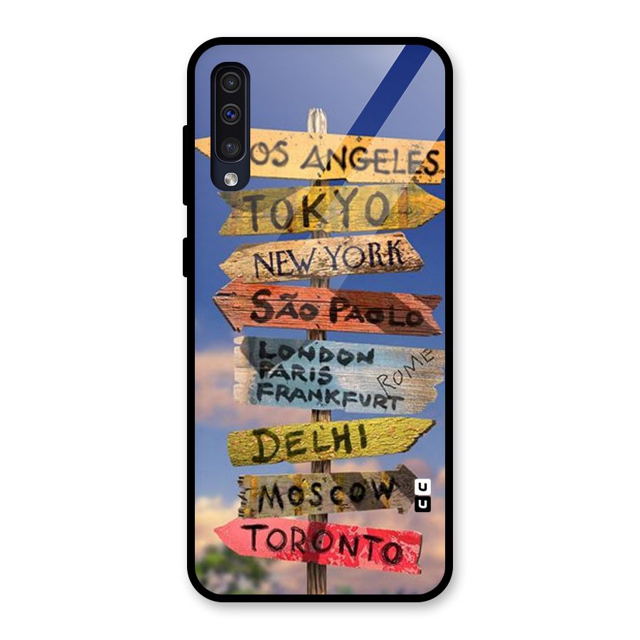 Travel Signs Glass Back Case for Galaxy A50