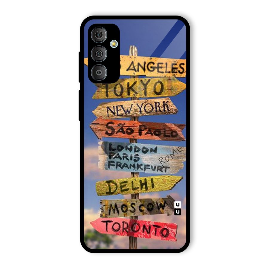 Travel Signs Glass Back Case for Galaxy F23