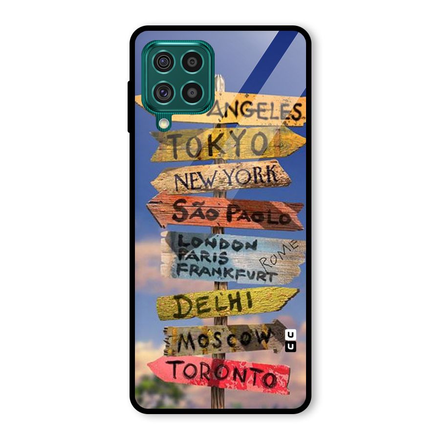 Travel Signs Glass Back Case for Galaxy F62