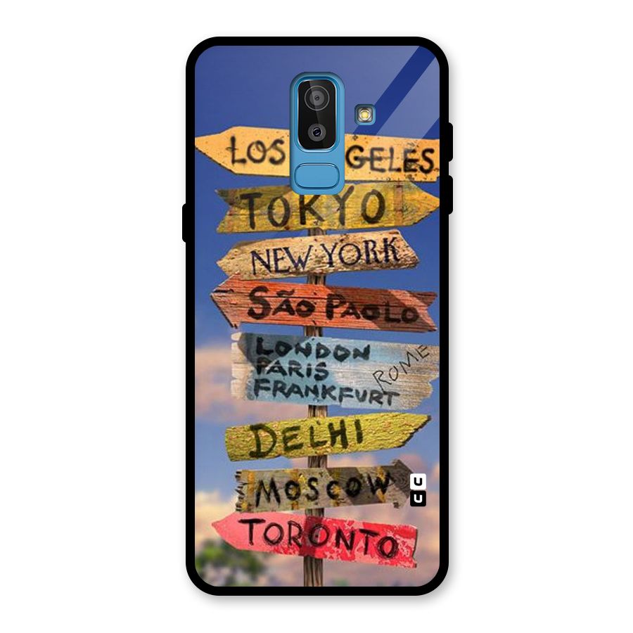 Travel Signs Glass Back Case for Galaxy J8