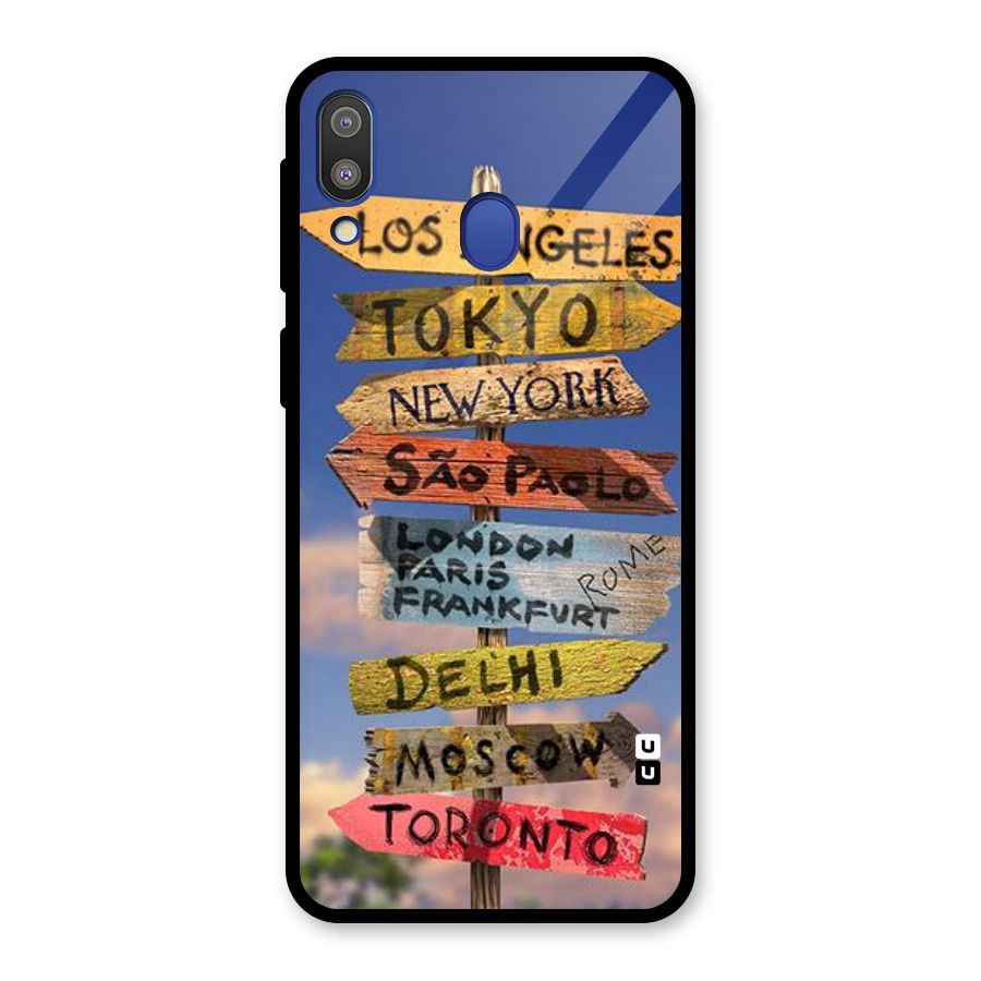 Travel Signs Glass Back Case for Galaxy M20
