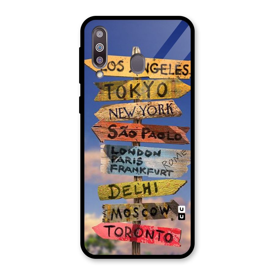 Travel Signs Glass Back Case for Galaxy M30