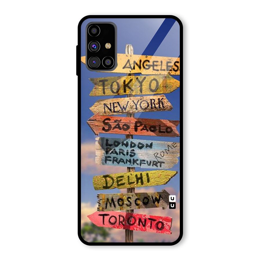 Travel Signs Glass Back Case for Galaxy M31s
