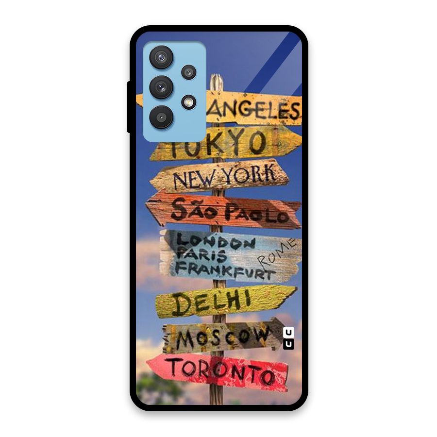 Travel Signs Glass Back Case for Galaxy M32 5G