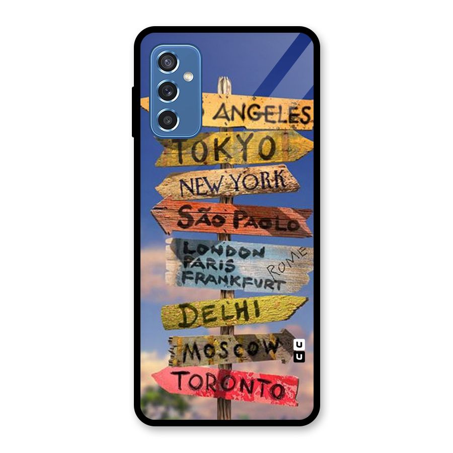 Travel Signs Glass Back Case for Galaxy M52 5G