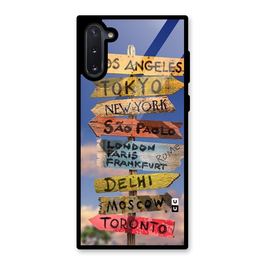 Travel Signs Glass Back Case for Galaxy Note 10