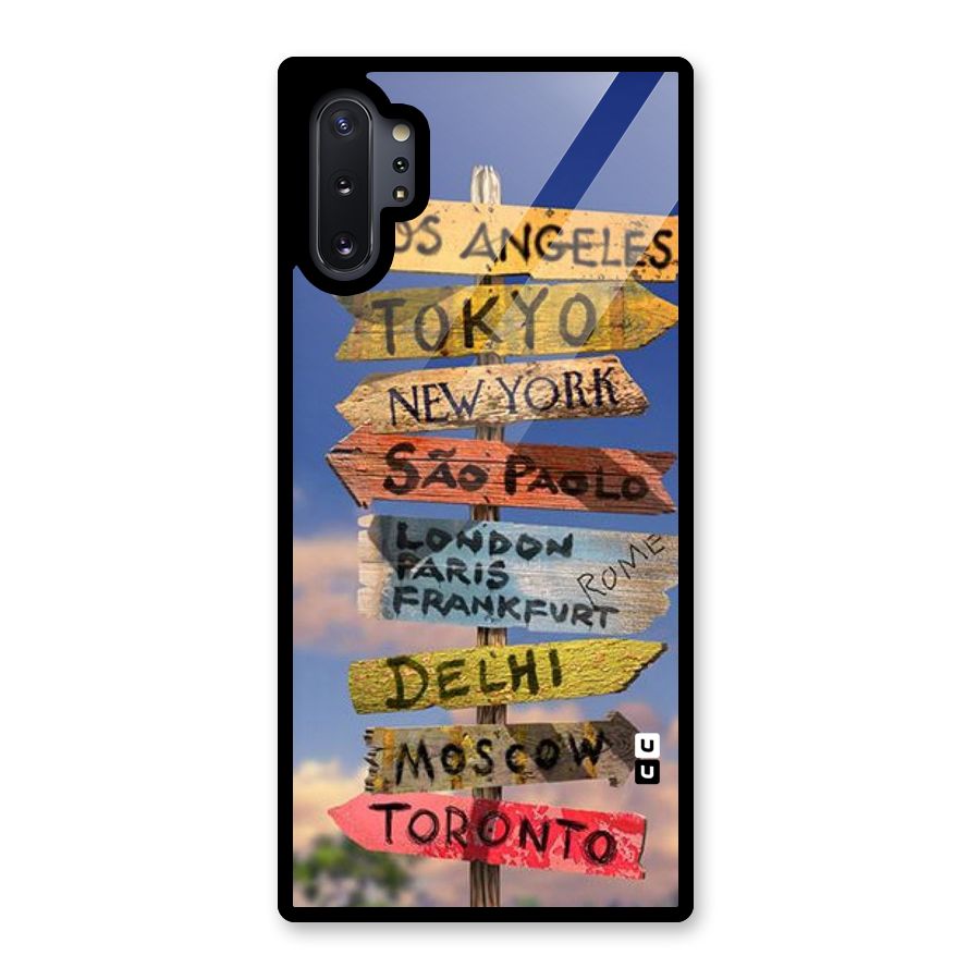 Travel Signs Glass Back Case for Galaxy Note 10 Plus