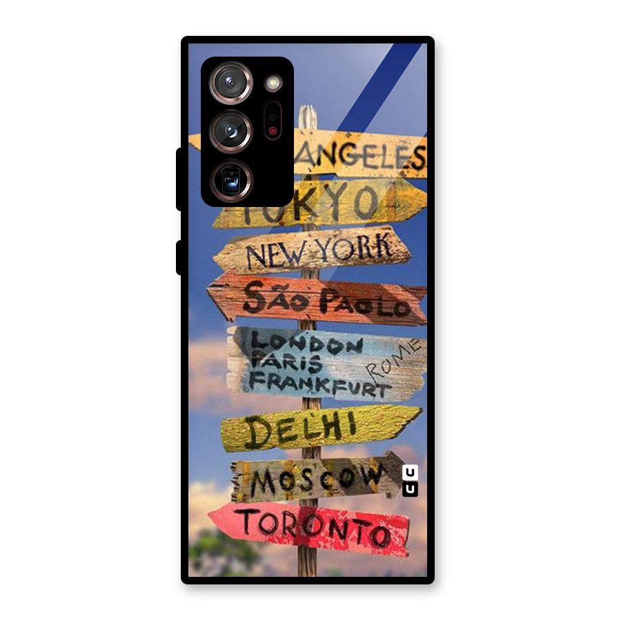 Travel Signs Glass Back Case for Galaxy Note 20 Ultra