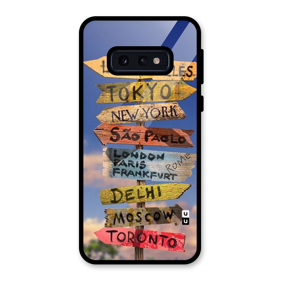 Travel Signs Glass Back Case for Galaxy S10e